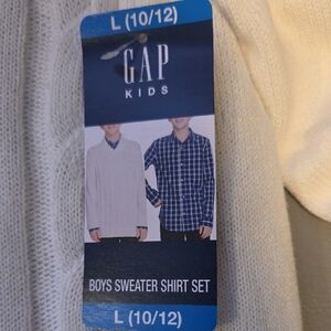 GAP Kids Cream Sweater and Blue Shirt Set